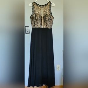 Soieblu Metallic Gold Slit Leg Dress